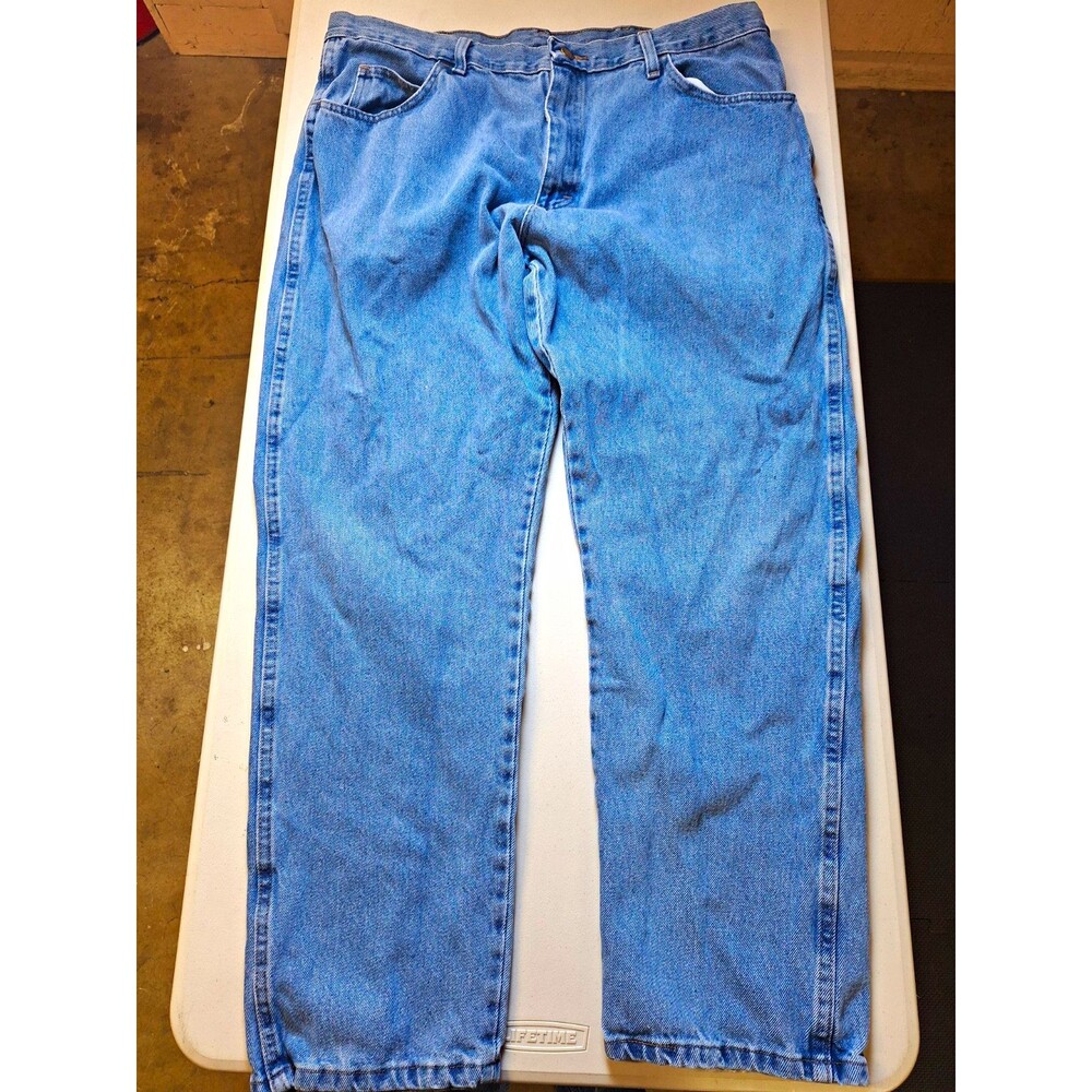 Rustler Men's 38x30 Light Wash Straight Leg Jeans Blue Regular Fit Denim